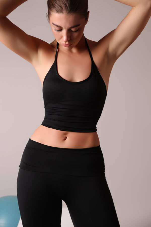 Halter Tie Tank & Flare Pant Set - Black - Image 4